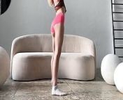 giantess stretching in short shorts from penelope yoga goddess pussy