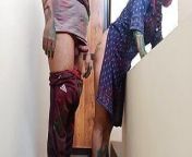 Hot indian desi village bhabhi was celebrate Holi with dever on clear Hindi audio from desi girls holi celebration in girls hostel trying to remove each other dress