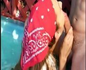 Tight, Horny Young Brunette Gives Head, Takes a Hard Cock and Facial in Hot Tub from bandana gag girl