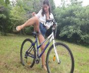 Busty Student ExpressiaGirl Fucks and Cums on a Bike in a Public Park! from indian aunty bra an