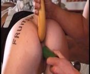 French maid gets her ass filled with cock and fruits from ls fruit nude