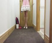 Crossdresser locked out of hotel room in sissy dress from family trap
