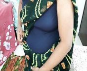Desi Sexy Hot Cute Indian Bhabhi Wearing Dark Green Saree from green saree kirthika aunty