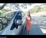Desi amateur threesome in public road, lucky guy car fuck from road agent