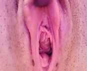 Creamy pussy and orgasm from slick pussy closeup