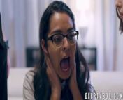 Nerdy college babe dicked and jizzed on in threesome from professor gaia raquel savage miami