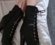 Leather ankle boots shoejob and footjob from boots shoejob