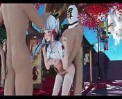 Genshin Impact - Linghua - Threesome Sex - Doggystyle + Blowjob from genshin impact hentai