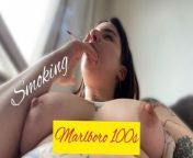 Topless Smoking Alternative tattooed model from missypwns topless red panties