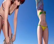 Cute futanari girl fucks her friend on the beach while getting undressed from futanari girl