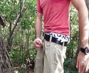 Jerking off in the woods, showing a little sagging in my favorite American Eagle AE boxers. Long edge session. Verbal from gay sex ragging in