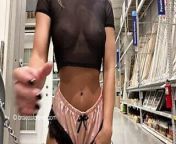 Braless in the store from wet cloth braless