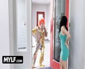 Mylf - Beautiful Milf Pissed Off By Clown She Hired For Being Late & Rides His Cock from car sexy good hiring girl