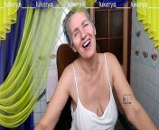 Cheerful housewife Lukerya hotly flirts with fans on webcam, controlling natural hanging boobs without the help of hands from xxx hand move