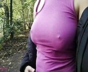 Walking without bra, everyone can see my hard nipples poking through my shirt. from braless morning walk