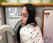 Stepson fucked Stepmom while she in inside of washing machine. Anal Creampie from jenny lux stuck washing machine