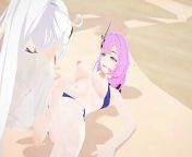Honkai Impact Elysia and Kiana Beach Sex Hentai Mmd 3D Purple Hair Color Edit Smixix from coconut kitty nude diana deets video leaked