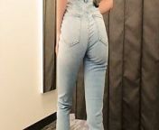 Fit girl try-on haul slim fit jeans, trousers. 4k from jeans try on haul interrupted by fan dry humping my favourite