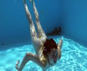 Fernanda Releve pink swimsuit gymnast in the pool from fernanda castillo nude
