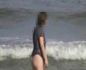Wife wearing a see-thru top in the surf at Studland. from big perky see thru tits mp4