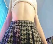 teasing show in skirt flashing thong from panty inskirt