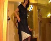 girl undresses to full satin slip with panty viewing under from girl undress girl