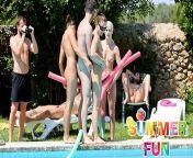 Horny Friends Fucking by the pool from of unity pound behind girl expression