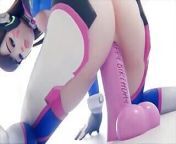 D.Va Riding Her Birth-Day Dildo from unassisted naked birth video