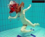 Hairy ginger Polish teen underwater from singer polish
