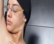 Arab playing with her hairy armpits and shaking her small tits from pressed awake
