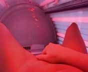 German milf in sun bed uses fingers from massaga mom sun
