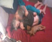 cctv cam of couple on bed with dog from cctv fotej