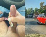Milf gives handjob in a car on a highly frequented parking lot - risky in public from risky public handjob in car and