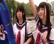 Petite Japanese schoolgirls love threeway from petit japanese