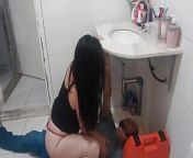 I answered the plumber in a dress without panties! how did he react? from plumber in shower