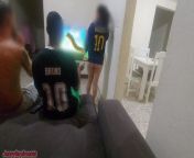 I had to have sex with my husband's friend because of a bet, but I got horny and ended up doing DP with both of them from hotwife brazilian