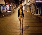 Exhibitionist wife walking nude around a town in England from explicit nudity walk in town among