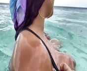 Showing my tits to a cruise ship from xxx american sea shore camera