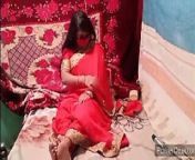 Romantic sex in red saree from saree pregnant indian wife