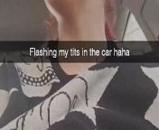Snapchat hoe public Car masturbation from cute sexy busty snapchat teen with glasses shows her young naked pussy