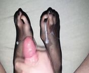 Cum on Nylon feet #1 from 1 feet long cock sex