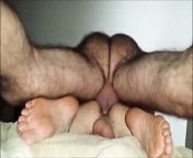 Hairy Daddy with hairy legs breeds boy from below from hairy daddy gay