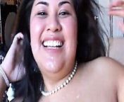 Very sexy asian BBW with lovely big tits enjoys a facial from a very sexy asian