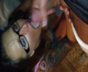 Eyelid, tattooed little wife makes a chic blowjob to her hus from sex with her hus