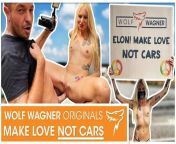 Tesla Protest! Kitty Blair nude in public! WolfWagner.com from nude in een tesla