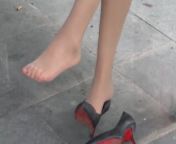 My nylon feet in high-heels in the park ! from chinese nylon feet