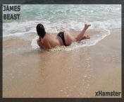Sexy wife playing with husbands dick on a empty beach - Amateur Russian couple from nude lanka