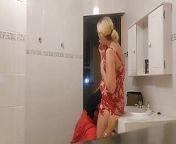 Caught my wife cheating in the bathroom at family dinner from hot desi couple bathing