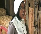 Amish farmer analyses a black maid from farm