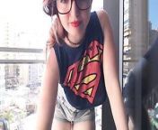 Supergirl Clothed flashing boobs in balcony from fake supergirl girls